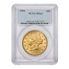 1904 $20 Gold Liberty PCGS MS62 Obverse