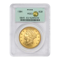 1904 $20 Gold Liberty PCGS MS63 OGH PQ