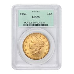 1904 $20 Gold Liberty PCGS MS65 OGH Obverse