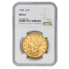 1904 $20 Gold Liberty NGC MS64