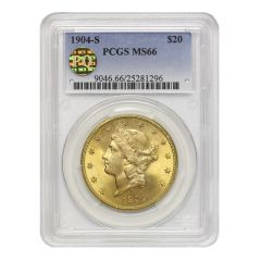 1904-S $20 Gold Liberty PCGS MS66 PQ Obverse