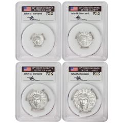 Set of 4 2005 Platinum Eagle PCGS MS70 FS Mercanti Label