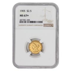 1905 $2.50 Gold Liberty NGC MS67+