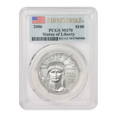 2006 $100 Platinum Eagle PCGS MS70 FS Flag
