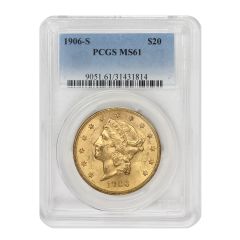 1906-S $20 Gold Liberty PCGS MS61 Obverse