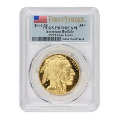 2006-W $50 Gold Buffalo PCGS PR70DCAM FS Flag Obverse


