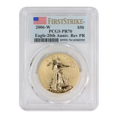 2006-W Rev PR $50 Gold Eagle PCGS PR70 FS Flag Label Obverse