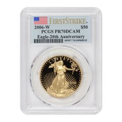 2006-W $50 Gold Eagle PCGS PR70DCAM FS Flag Label