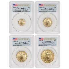 Set of 4 2006-W Gold Eagles PCGS SP70 FS Flag Label Obverse