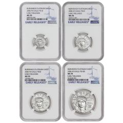 Set of 4 2006-W Platinum Eagle NGC MS70 ER Obverse