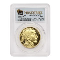 2006-W $50 Gold Buffalo PCGS PR70DCAM FS Bison Label Obverse