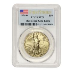 2006-W $50 Gold Eagle PCGS SP70 FS Flag Label Obverse