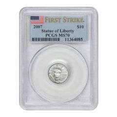 2007 $10 Platinum Eagle PCGS MS70 FS Flag Label