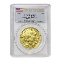 2007 $50 Gold Buffalo PCGS MS70 FS Obverse