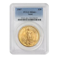 1907 $20 Gold Saint Gaudens PCGS MS66+ Obverse
