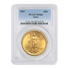 1907 $20 Gold Saint Gaudens PCGS MS66
