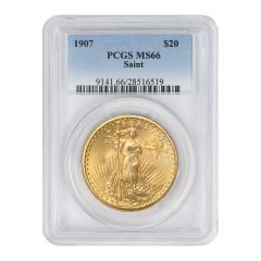 1907 $20 Gold Saint Gaudens PCGS MS66