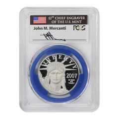 2007-W $100 Platinum Eagle PCGS PR70DCAM Mercanti Label