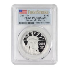 2007-W $100 Platinum Eagle PCGS PR70DCAM FS Flag Obverse


