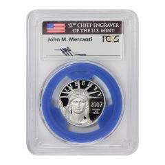2007-W $50 Platinum Eagle PCGS PR70DCAM FS Mercanti Label