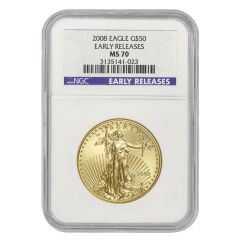 2008 $50 Gold Eagle NGC MS70 ER Obverse
