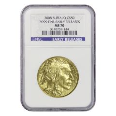 2008 $50 Gold Buffalo NGC MS70 ER