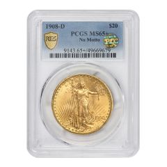 1908-D $20 Gold Saint Gaudens PCGS MS65+ NM PQ Obverse