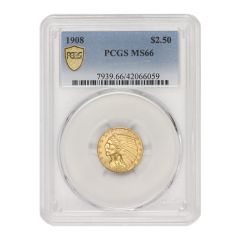 1908 $2.50 Gold Indian PCGS MS66 Obverse