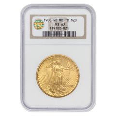 1908 $20 Gold Saint Gaudens NGC MS63 NM PQ Obverse