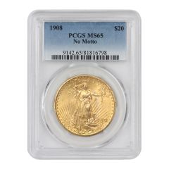 1908 $20 Gold Saint Gaudens PCGS MS65 NM