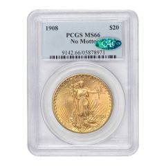 1908 $20 Gold Saint Gaudens PCGS MS66 NM CAC