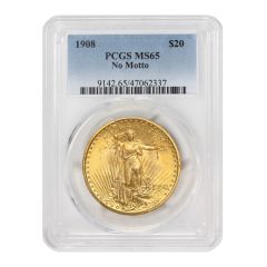 1908 $20 Gold Saint Gaudens PCGS MS65 NM
