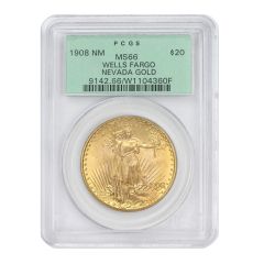 US $20 Saint Gaudens 1908 PCGS MS66 WF No Motto OGH Obverse