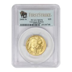 2008-W $25 Gold Buffalo PCGS SP70 FS Bison Label