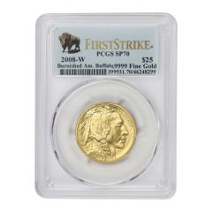 2008-W $25 Gold Buffalo PCGS SP70 FS Bison Label