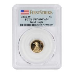 2008-W $5 Gold Eagle PCGS PR70DCAM FS Flag Label Obverse

