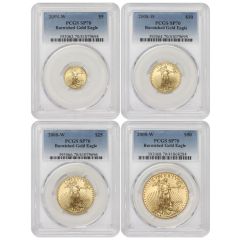Set of 4 2008-W Gold Eagles PCGS SP70
