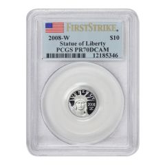 2008-W $10 Platinum Eagle PCGS PR70DCAM FS Flag Label