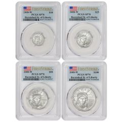 Set of 4  2008-W Platinum Eagles PCGS SP70 FS Flag Label