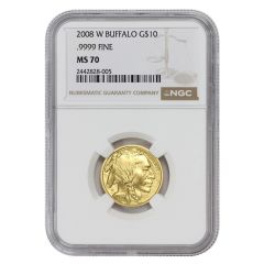 2008-W $10 Gold Buffalo NGC MS70 Obverse