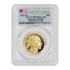 2008-W $25 Gold Buffalo PCGS PR70DCAM FS Flag Obverse