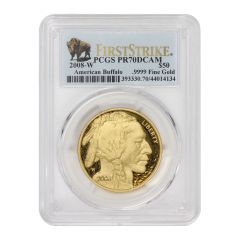 2008-W $50 Gold Buffalo PCGS PR70DCAM FS Bison Obverse