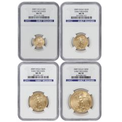 Set of 4 2009 Gold Eagle NGC MS70 ER Obverse