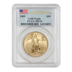 2009 $50 Eagle PCGS MS70 FS Flag Obverse

