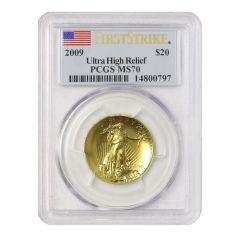 2009 $20 Gold Ultra High Relief PCGS MS70 FS Obverse
