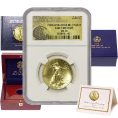 2009 $20 Gold Ultra High Relief NGC MS70 ER Obverse
