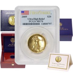 2009 $20 Gold Ultra High Relief PCGS MS70 FS Obverse
