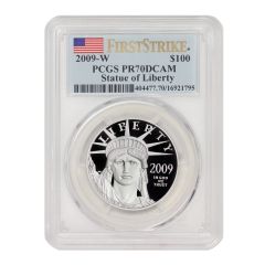 2009-W $100 Platinum Eagle PCGS PR70DCAM FS Flag Label Obverse