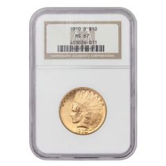 1910-D $10 Gold Indian NGC MS67 Obverse
