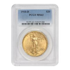 1910-D $20 Gold Saint Gaudens PCGS MS63